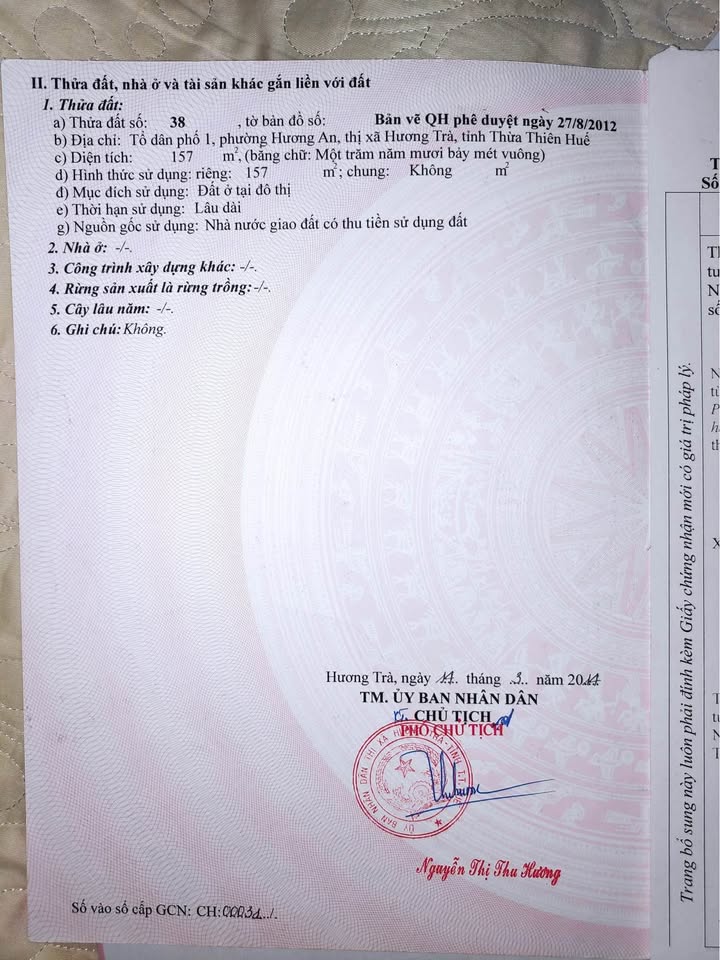 Đất 2 mặt tiền KQH Hương An, Huế 157m² giá chỉ 1.999 tỷ - Cơ hội đầu tư tuyệt vời!