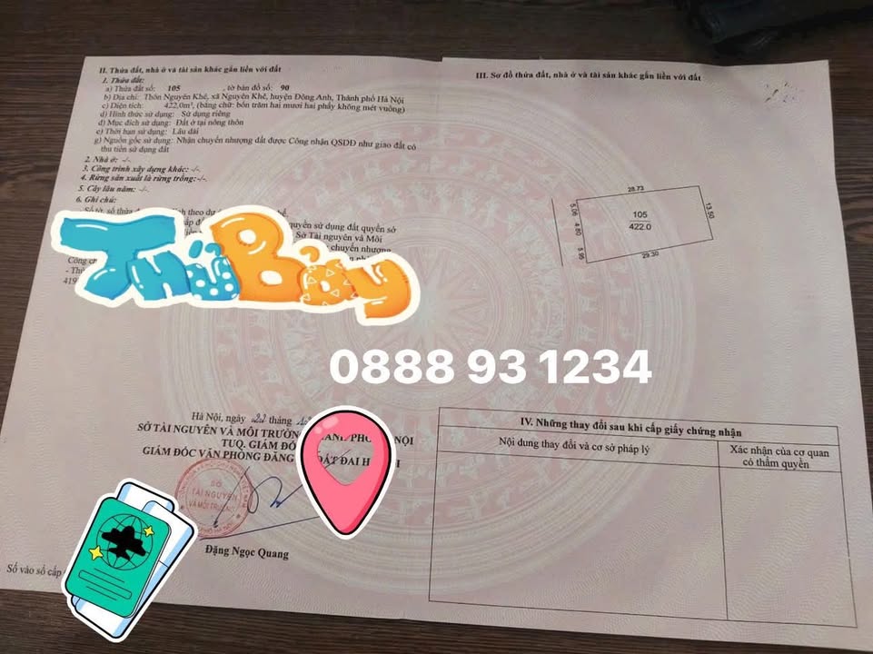 Đất thổ cư 422m² tại Nguyên Khê, Đông Anh - Đường ô tô tránh, giá thỏa thuận!