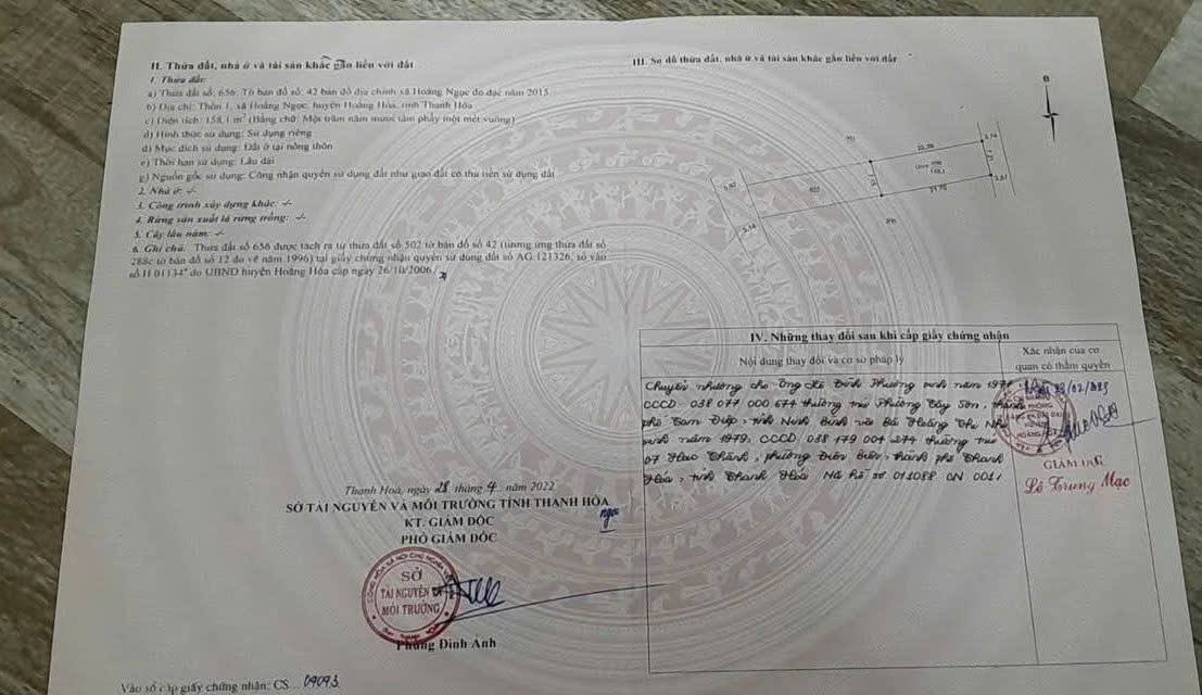 Đất thổ cư Hoằng Ngọc 158m² giá 600 triệu - Đầu tư sinh lợi ngay!