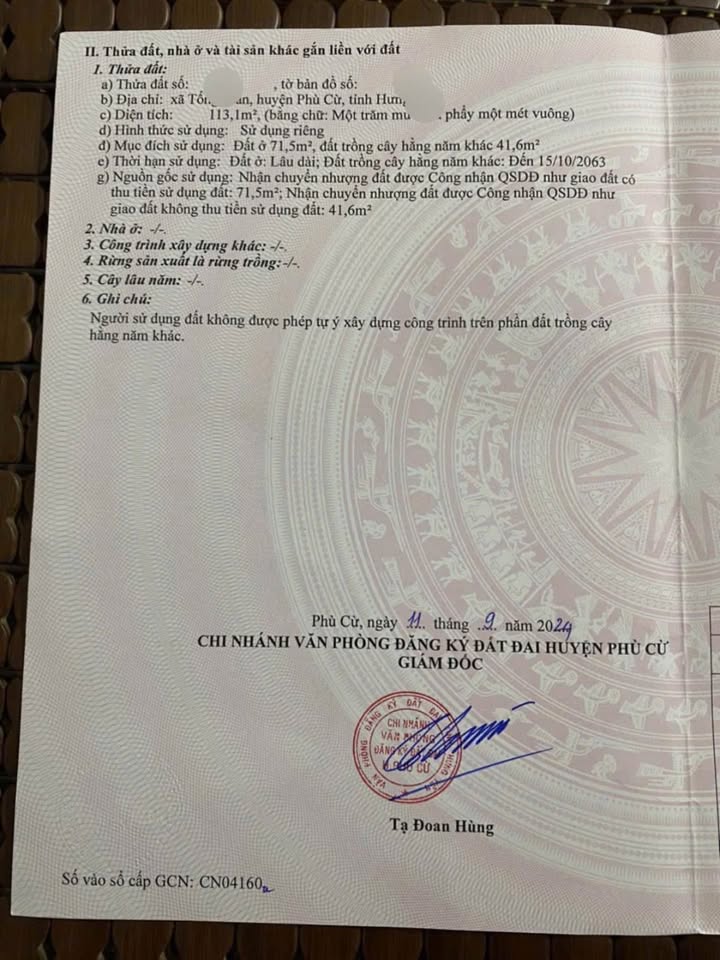 Đất lô góc Tống Trân, Phù Cừ 113m² giá 900 triệu - Đường xe 16 chỗ chạy thông thoáng!