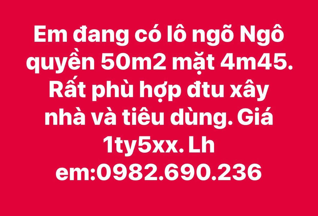 Đất nền Ngô Quyền, Hải Dương 50m² giá 1.5 tỷ - Cơ hội đầu tư sinh lời!