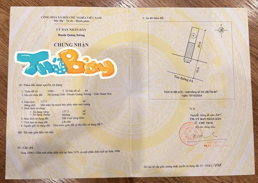 Đất Tiên Trang, Quảng Xương 137,5m² giá 1,8 tỷ - Đầu tư sinh lời ngay!