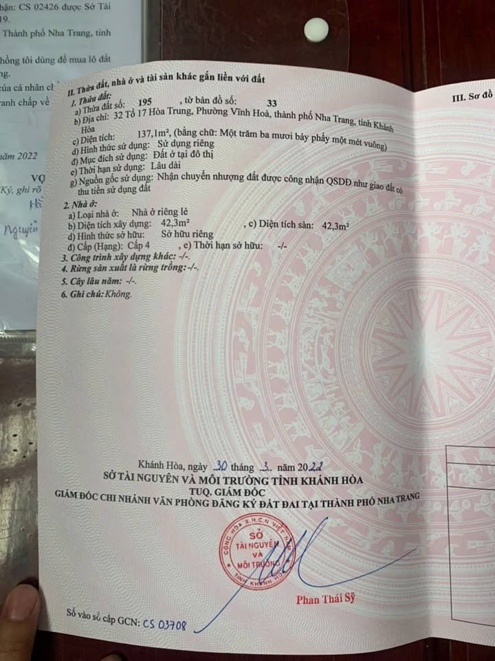 Đất nền đường Hòa Trung, Vĩnh Hòa, Nha Trang 137m² giá 3.3 tỷ - Sổ hồng thổ cư sẵn sàng giao dịch!