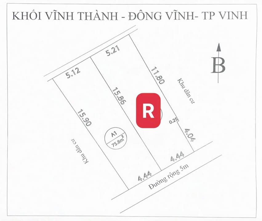 Lô đất đẹp đường Nam Cao, phường Thành Vinh 75.8m² giá 2 tỷ - Gần chợ và trường mầm non!