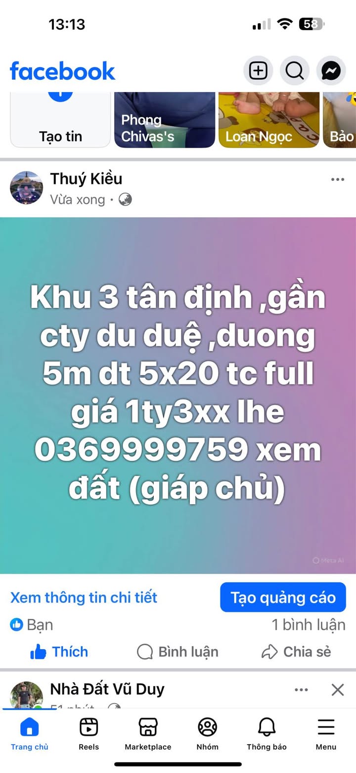 Đất nền Tân Định 100m² giá 1.3 tỷ - Sổ hồng chính chủ, vị trí đắc địa!