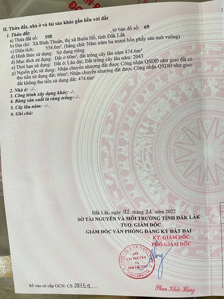 Đất thổ cư 534m² tại phường Cư Bao, Buôn Hồ - Gần khu dân cư, giá hợp lý!