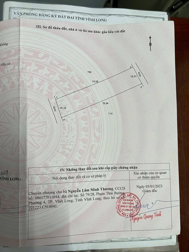 Đất nền Long Phước, Long Hồ 1200m² giá 3.8 tỷ - Sổ đỏ chính chủ, ô tô vào tận nơi!