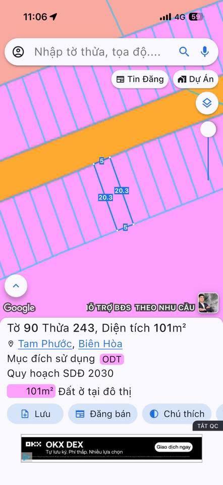 Đất thổ cư 100% tại Quốc Lộ 51, Biên Hòa 100m² giá 1 tỷ - Đối diện UBND An Phước!