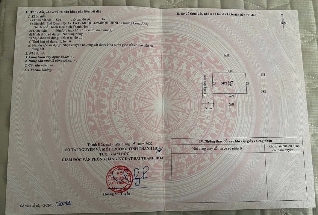 Đất nền phường Long Anh, TP Thanh Hóa 90m² giá 1 tỷ - Vị trí đắc địa gần KCN