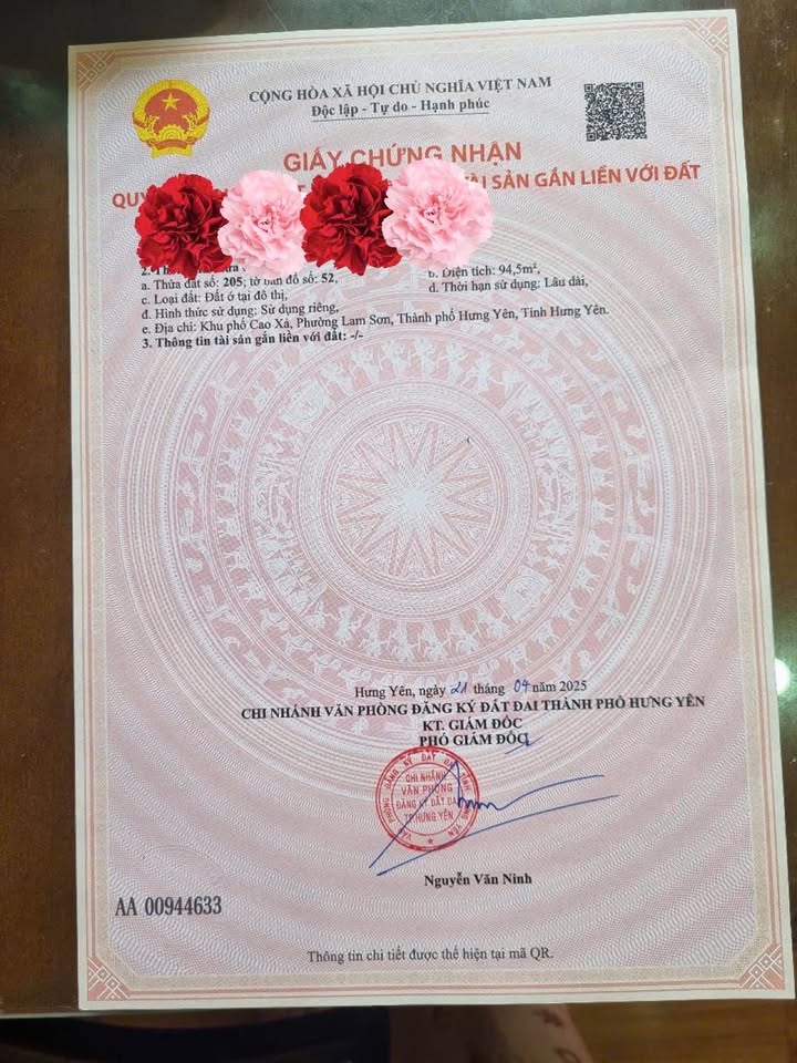 Bán đất mặt đường Cao Xá, TP Hưng Yên 94.5m² - Sổ đỏ chính chủ, vị trí đắc địa!