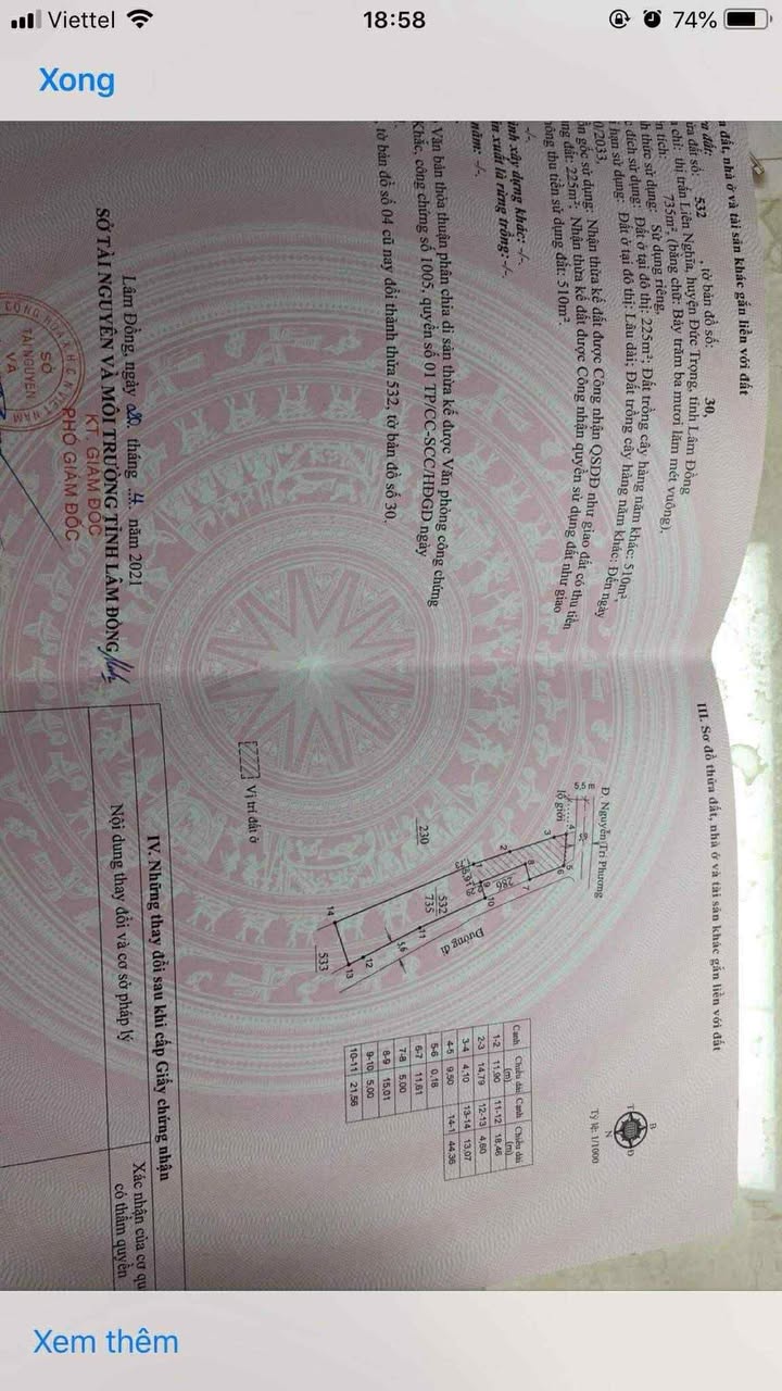 Đất nền đường Nguyễn Tri Phương, Liên Nghĩa 735m² giá 4.5 tỷ - Tiềm năng đầu tư lớn!