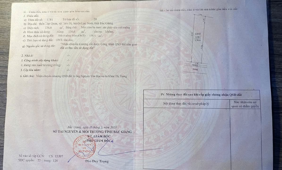 Đất thổ cư Tam Dị, Lục Nam, Bắc Giang 135m² - Đầu tư sinh lời lý tưởng!