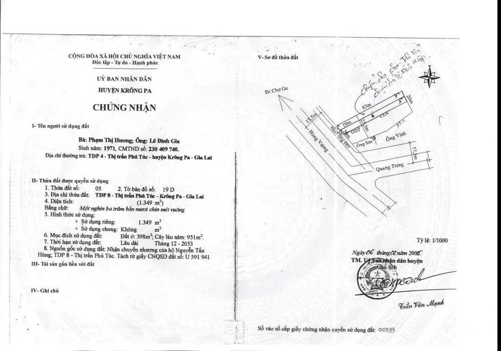Đất mặt tiền Hùng Vương, xã Phúc Túc, huyện Krông Pa, 1550m² - Giá thỏa thuận hấp dẫn!