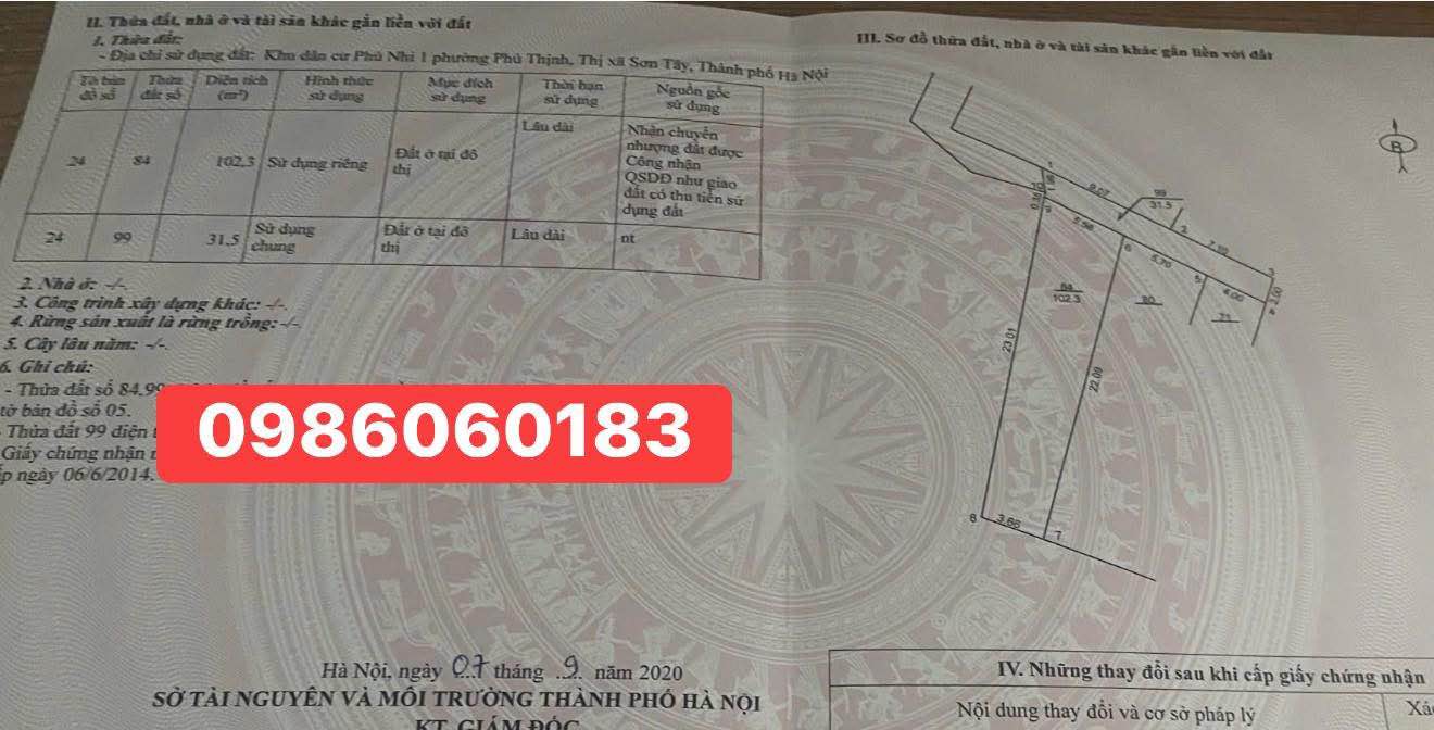 Đất Phú Nhi, Phú Thịnh, Sơn Tây 102m² giá 1 tỷ - Vị trí dân cư đông đúc!