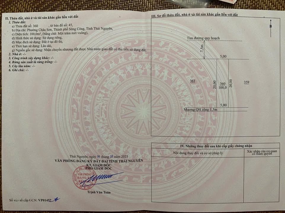 Lô đất 100m² khu dân cư Lê Hồng Phong, Sông Công - Giá chỉ 1.6 tỷ!