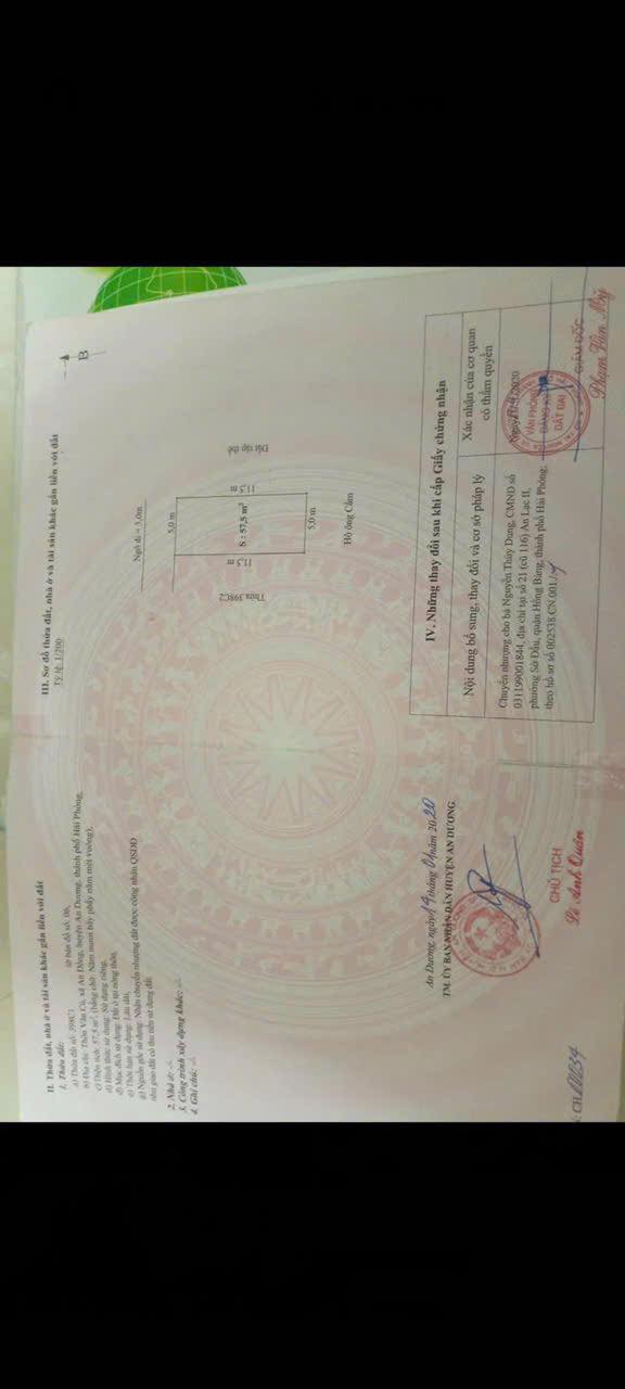 Đất An Đồng, An Dương 57.5m² giá 1.8 tỷ - Gần trung tâm, tiềm năng phát triển!