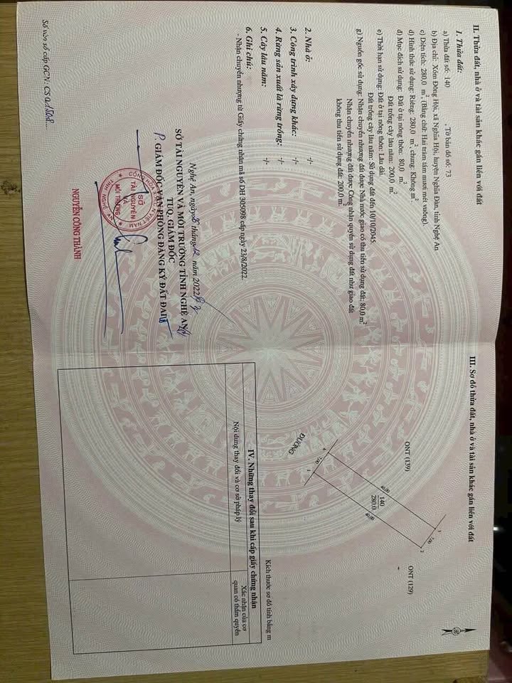 Đất nền Nghĩa Hội, Nghĩa Đàn 280m² - Chính chủ bán gấp, pháp lý rõ ràng!