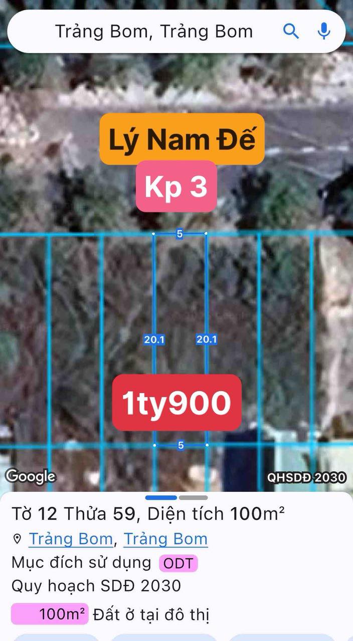 Bán gấp FrontHouse mặt tiền Lý Nam Đế Trảng Bom 100m² giá 1.9 tỷ - Đầu tư sinh lời ngay!