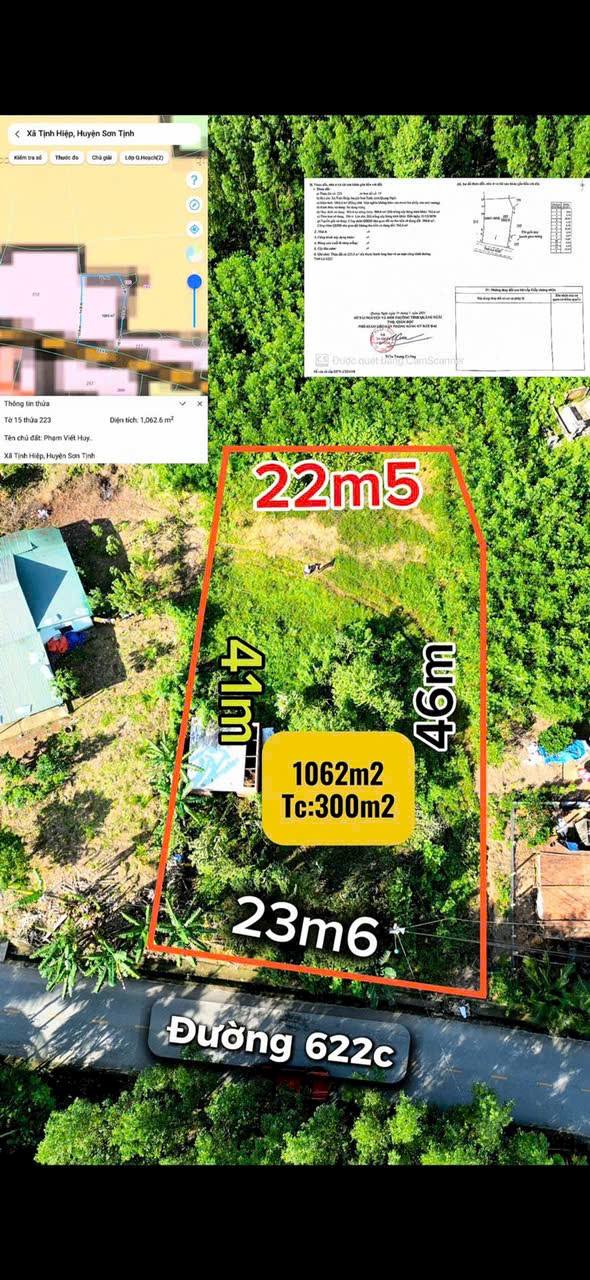 Đất thổ cư 1062m² mặt tiền tỉnh lộ 622C xã Ba Gia - Cơ hội đầu tư tuyệt vời!