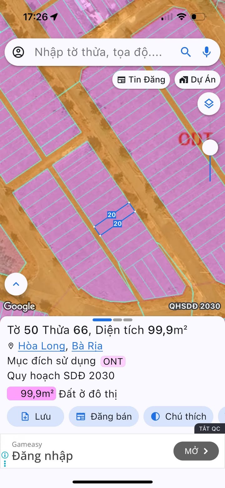 Đất nền phường Tam Long, Bà Rịa 100m² giá chỉ 1.06 tỷ - Không lỗi phong thủy!