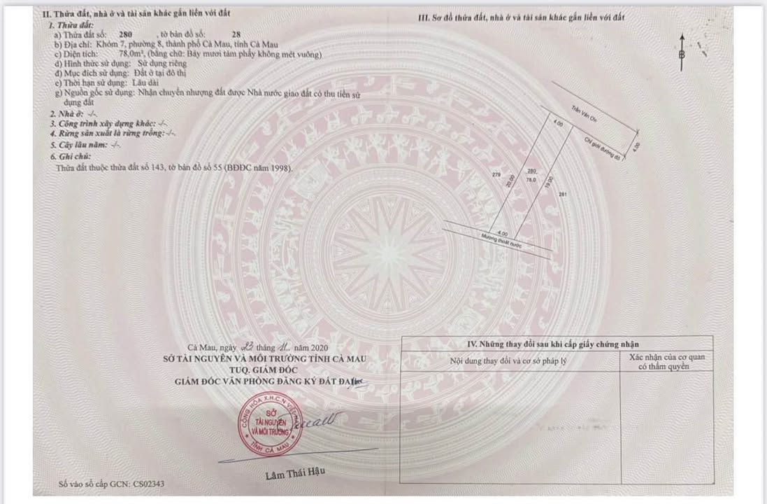 Đất nền thổ cư 80m² tại trung tâm Cà Mau - Giá chỉ 990 triệu!