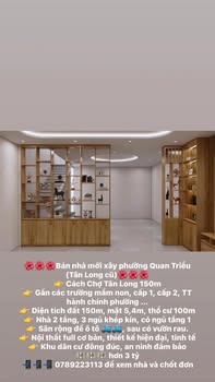 Nhà mới xây phường Quan Triều 150m² giá 3 tỷ - Thiết kế hiện đại, sân rộng ô tô