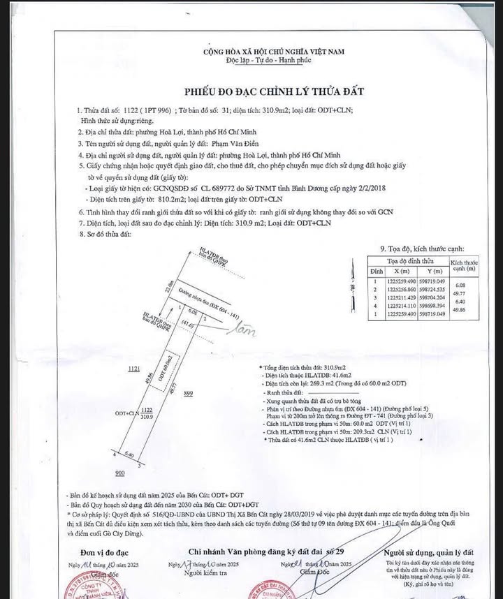 Đất thổ cư Hòa Lợi, Bến Cát 270m² giá 2 tỷ - Đầu tư sinh lời với 5 phòng trọ