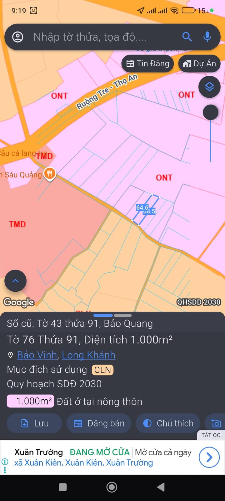 Đất nền Bảo Vinh Long Khánh 3600m² giá 1.35 tỷ - Sổ hồng chính chủ, xây nghỉ dưỡng lý tưởng!