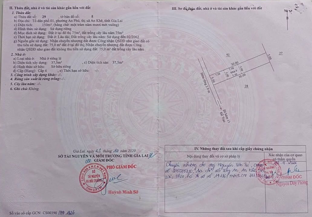 Nhà cấp 4 phường An Phú, TX. An Khê 150m² giá 800 triệu - Chính chủ bán gấp!