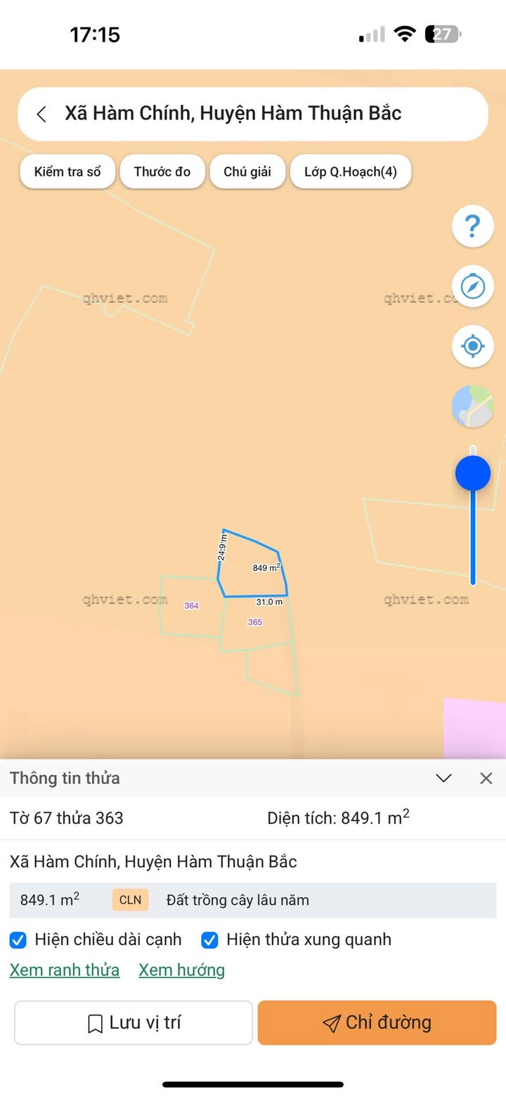 Đất cây lâu năm tại xã Hàm Liêm 849m² giá 470 triệu - Đầu tư sinh lời!