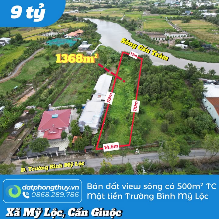 Đất nền mặt tiền sông Cầu Tràm – Mỹ Lộc, Cần Giuộc 1.368m² giá 9 tỷ - Cơ hội đầu tư vàng!