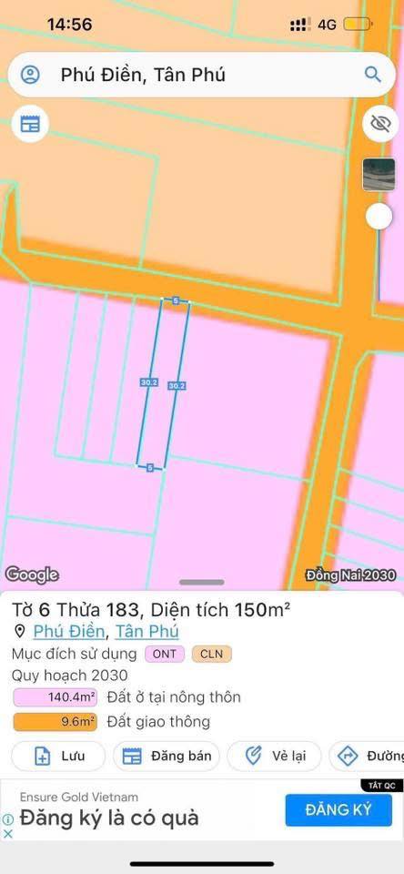 Đất nền Phú Điền, Phú Hoà, Định Quán 150m² giá 390 triệu - Sổ đỏ chính chủ