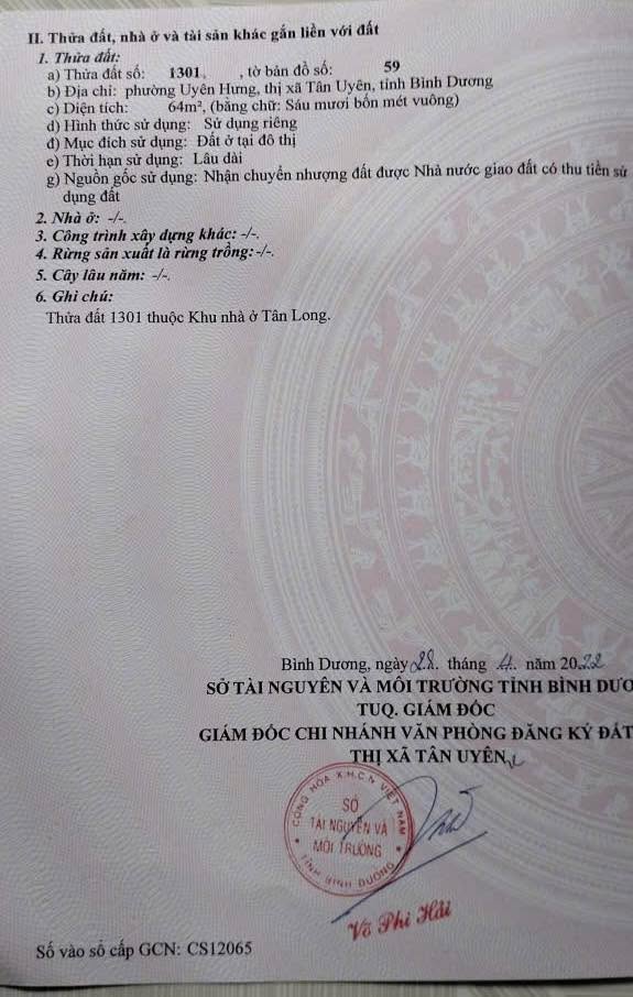 Đất nền KDC Tân Long 1 - Uyên Hưng, Tân Uyên, 64m² - Cơ hội đầu tư sinh lời!