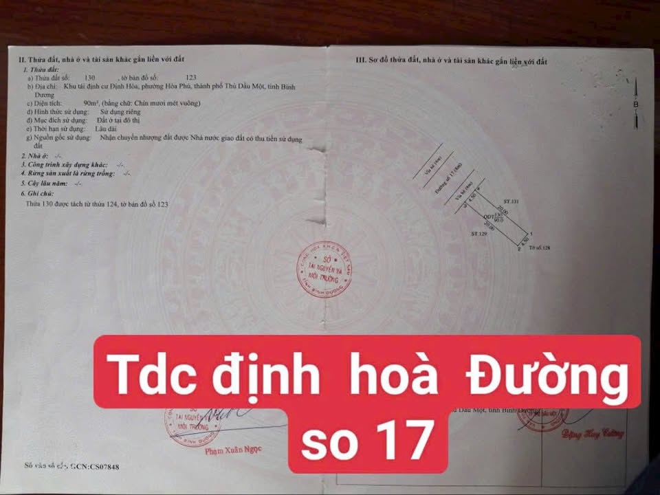 Đất thổ cư Định Hoà, Thủ Dầu Một 90m² giá 2 tỷ - Khu dân cư đông đúc!