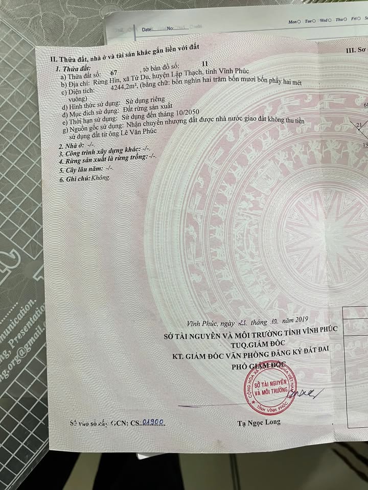 Đất nền Tử Du, Lập Thạch 4200m² - Đường ô tô tránh, đầu tư sinh lời!