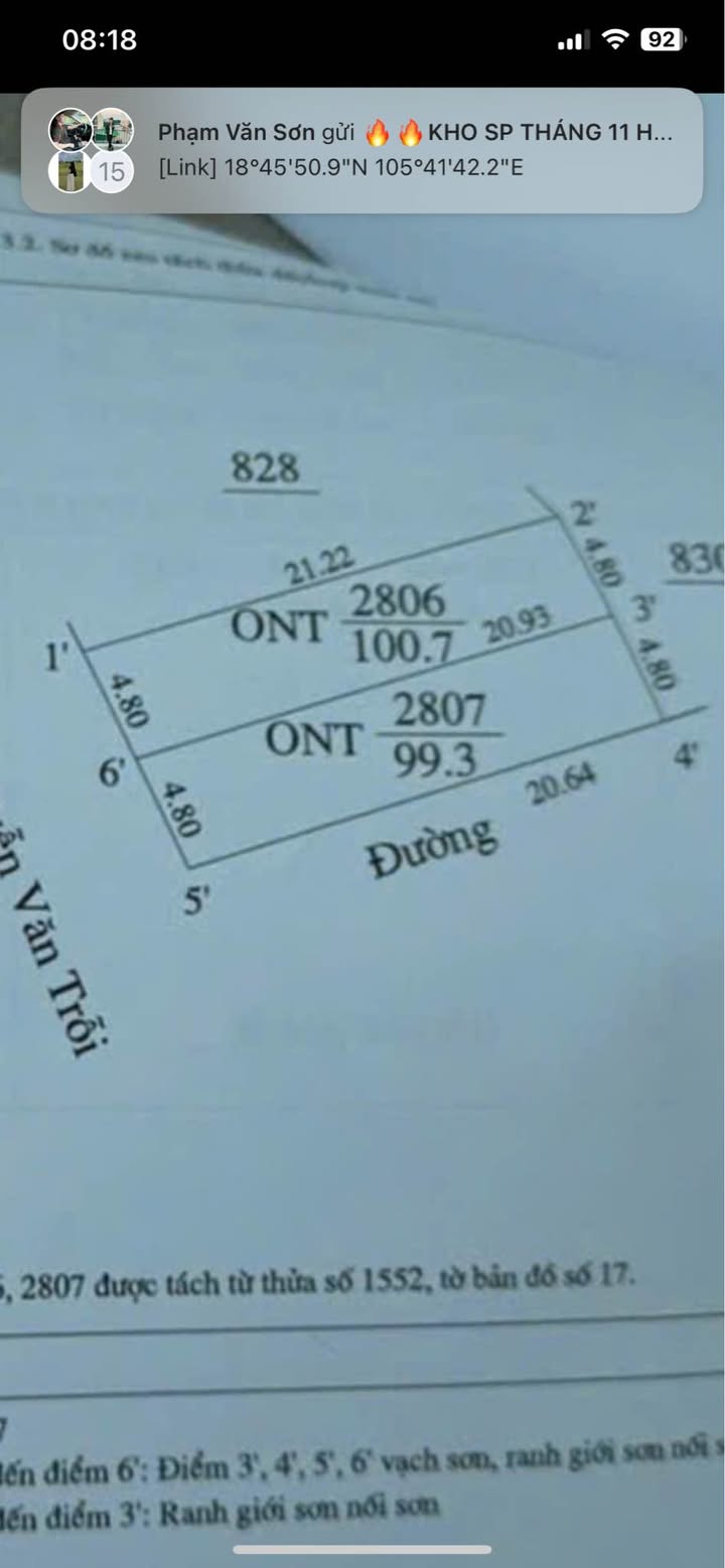 Bán gấp lô đất mặt đường Nguyễn Văn Trỗi, TP Vinh 99,3m² giá 4.78 tỷ - Tiềm năng sinh lời cao!