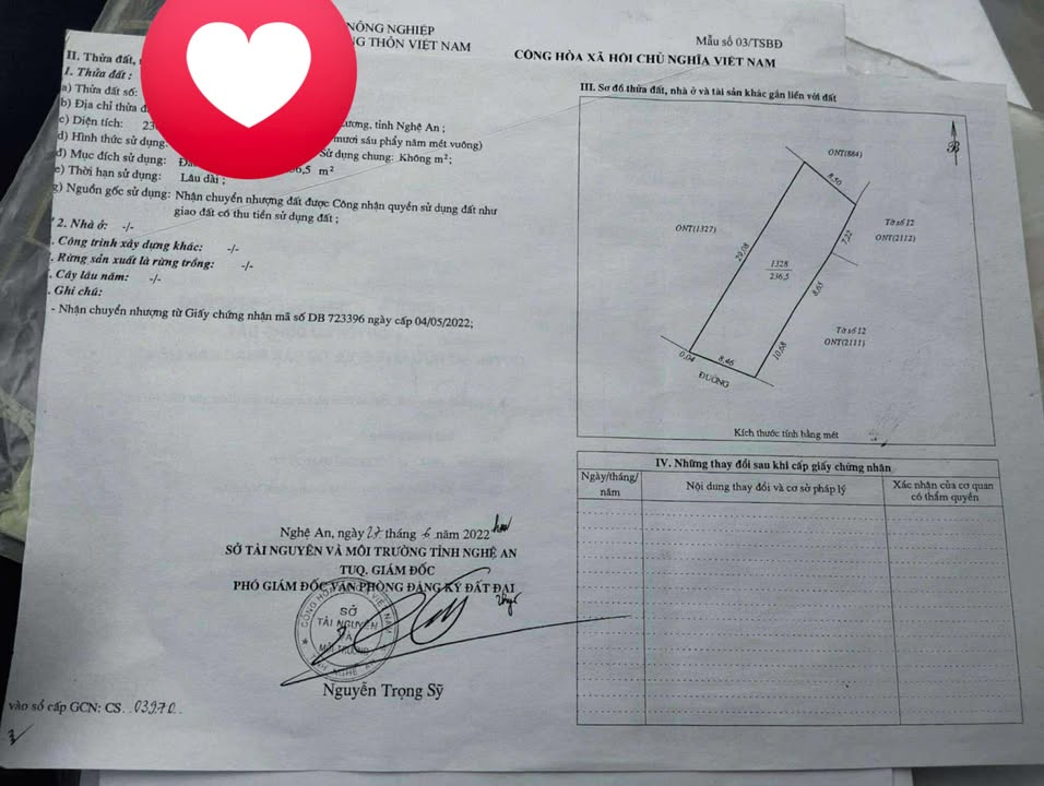 Đất nền Thượng Sơn Đô Lương 236m² giá 1 tỷ - Cơ hội đầu tư tốt!