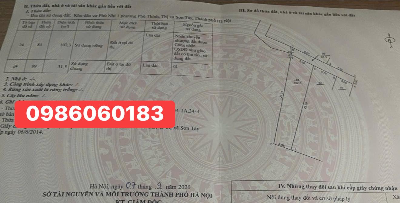 Đất Phú Nhi, Phú Thịnh, Sơn Tây 102m² - Vị trí dân cư đông, gần trường, chợ!