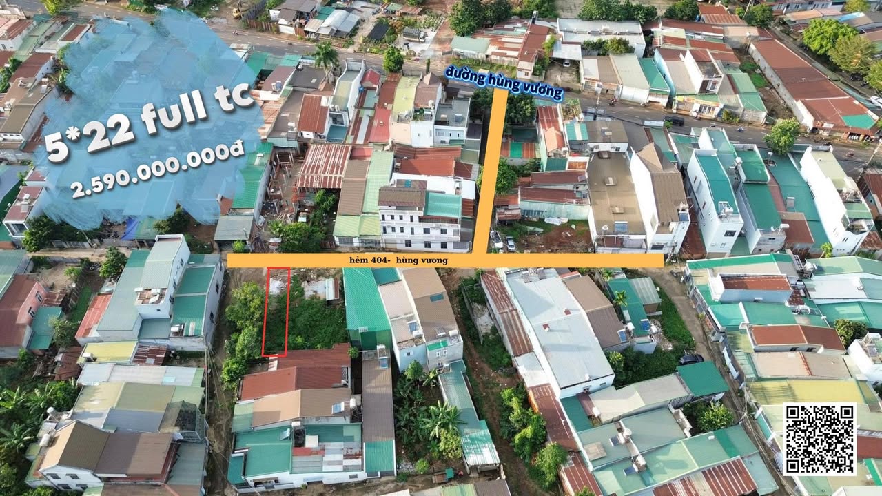 Đất thổ cư Hẻm 405 Hùng Vương 110m² giá 2.59 tỷ - Đầu tư sinh lời ngay!