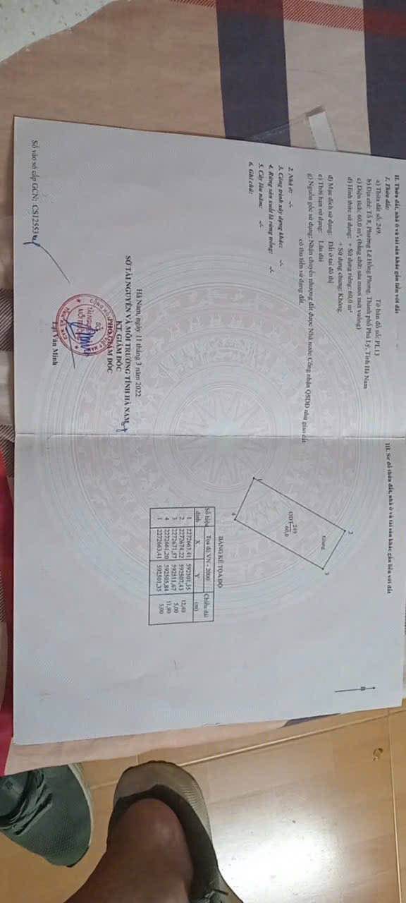 Đất nền Lê Hồng Phong, Phủ Lý 60m² giá 1.65 tỷ - Cơ hội đầu tư tuyệt vời!