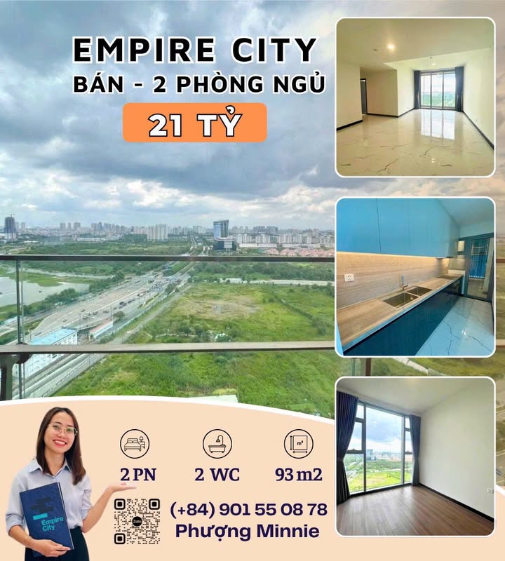 Căn hộ Empire City Thủ Thiêm 93m² giá 21 tỷ - View trực diện Empire 88 Tower!