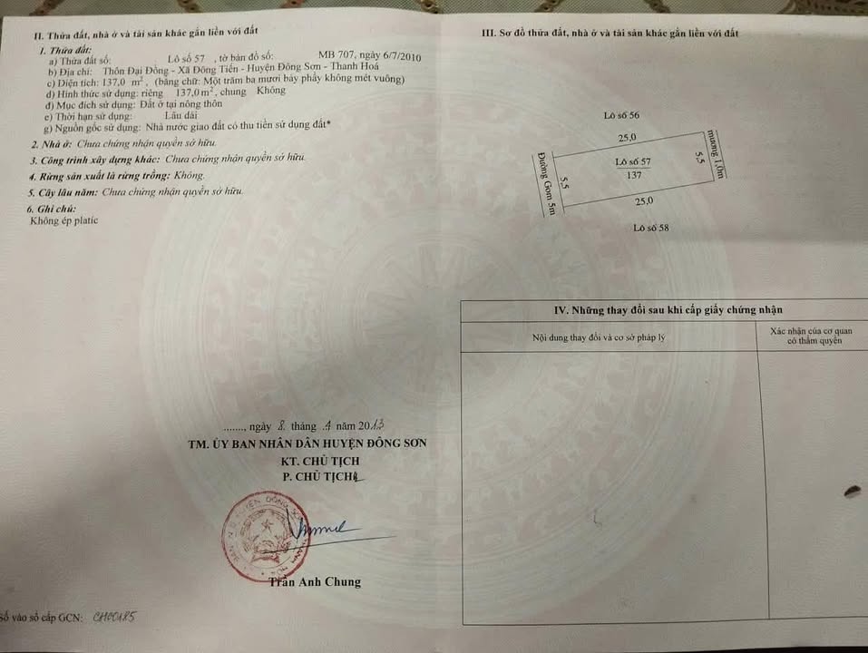 Lô đất đẹp Đông Tiến, Đông Sơn 137m² giá chỉ 1 tỷ - Đầu tư sinh lời ngay!