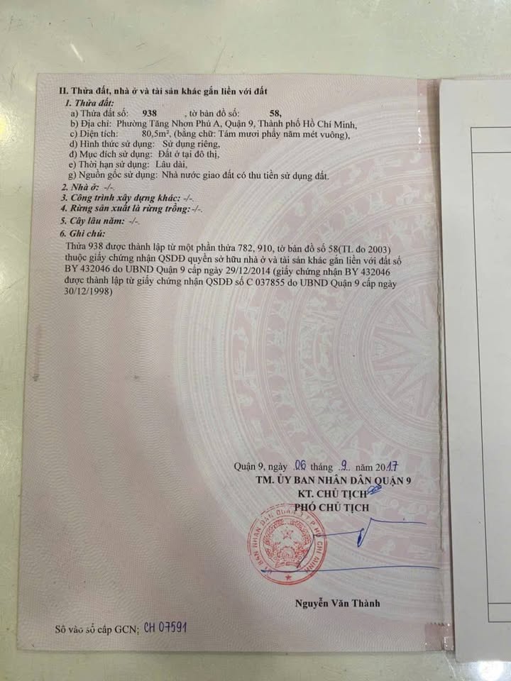 Đất hẻm 175 đường 2, TNP B, Q9 diện tích 80.5m² - Giá chỉ 5 tỷ - Cơ hội đầu tư sinh lời!