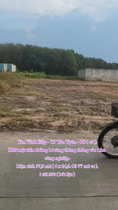 Đất nền Tân Vĩnh Hiệp, Tân Uyên 97.5m² giá 1.55 tỷ - Cơ hội đầu tư hấp dẫn!