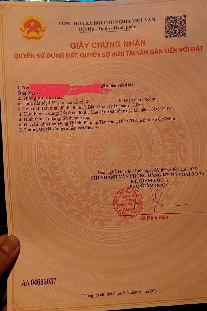 Đất nền Tân Đông Hiệp Dĩ An 66.8m² - Sổ đỏ chính chủ, giá chỉ 2.5 tỷ!