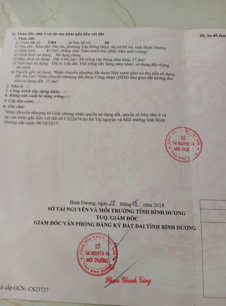 Đất nền mặt tiền đường Tân An, phường Tân Đông Hiệp, Dĩ An 87m² giá 2.85 tỷ - Cơ hội đầu tư hấp dẫn!