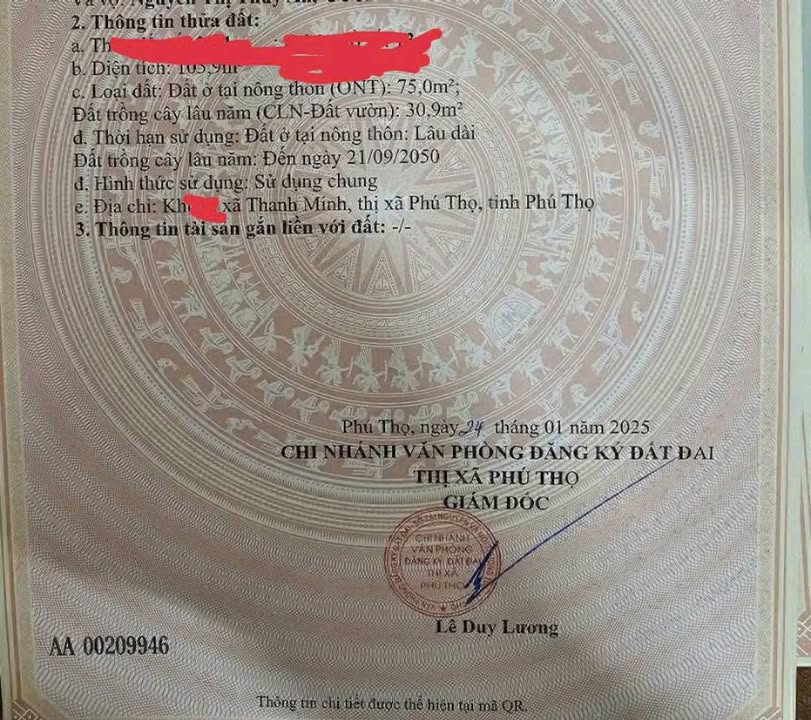 Nhà đất Phú Thọ 105m² giá chỉ 1 tỷ - Sở hữu ngay vị trí đắc địa!
