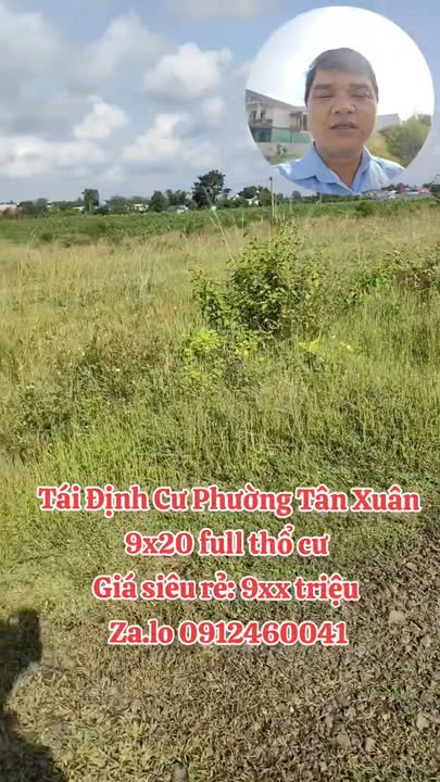 Đất Tái Định Cư Tân Xuân Đồng Xoài 180m² giá chỉ 9xx triệu - Cơ hội đầu tư tuyệt vời!