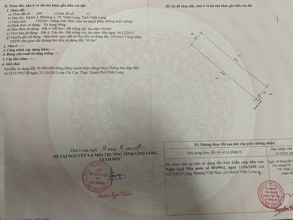 Đất nền 2 mặt tiền P3, Vĩnh Long 130m² giá 800 triệu - Đầu tư sinh lời ngay!