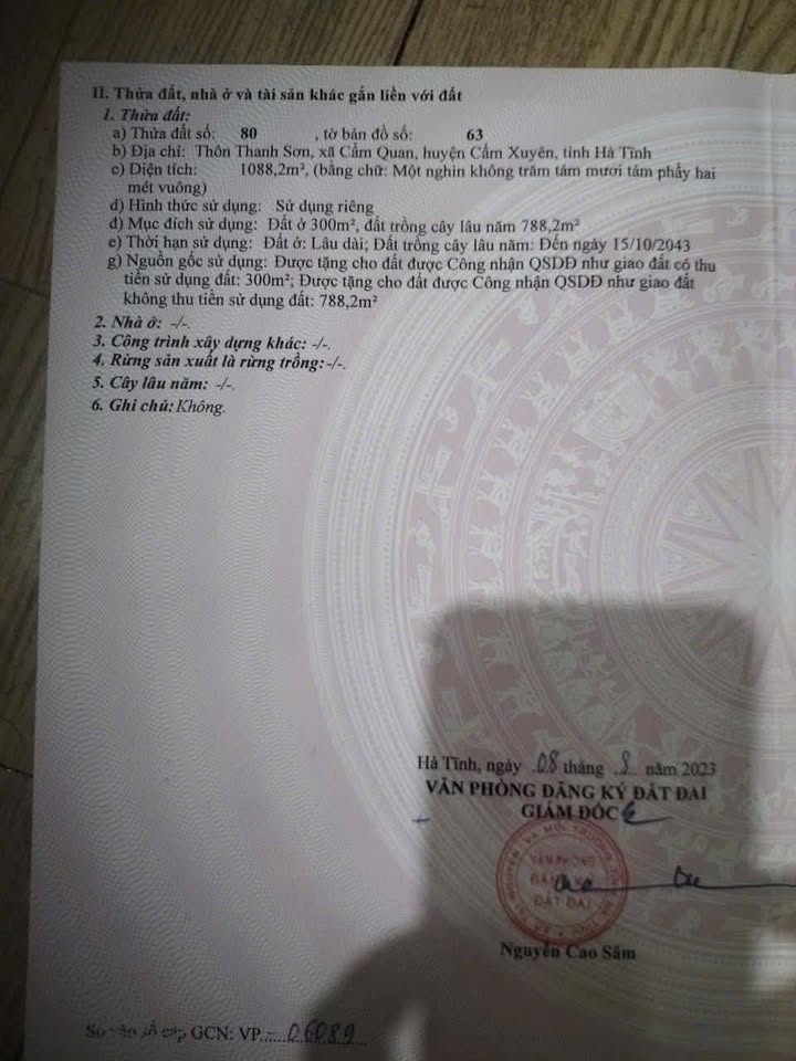 Đất nền 2 mặt tiền thôn Thanh Sơn, Cẩm Quan 1000m² giá chỉ 1.2 tỷ - Cơ hội đầu tư tuyệt vời!